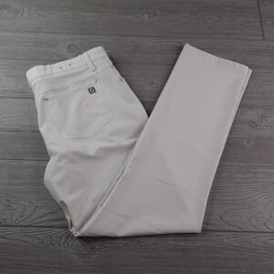 Footjoy FJ Athletic Fit Pants Men's Size 36x32 Solid White Golf Trousers Stretch